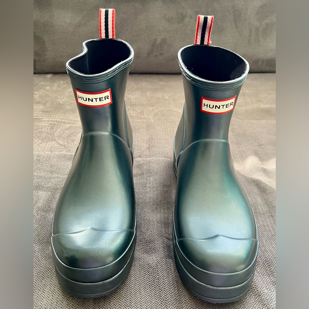Hunter Original Play Short Pearlized Rain Boots Womens Black Size 9 NEW